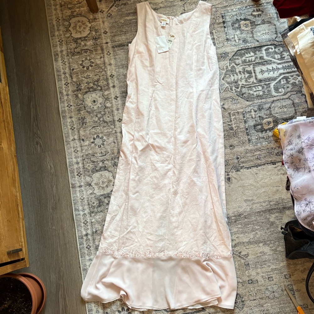 Vintage 90s Y2K Talbots blush pink linen dress size 14 NEW romantic, whimsical